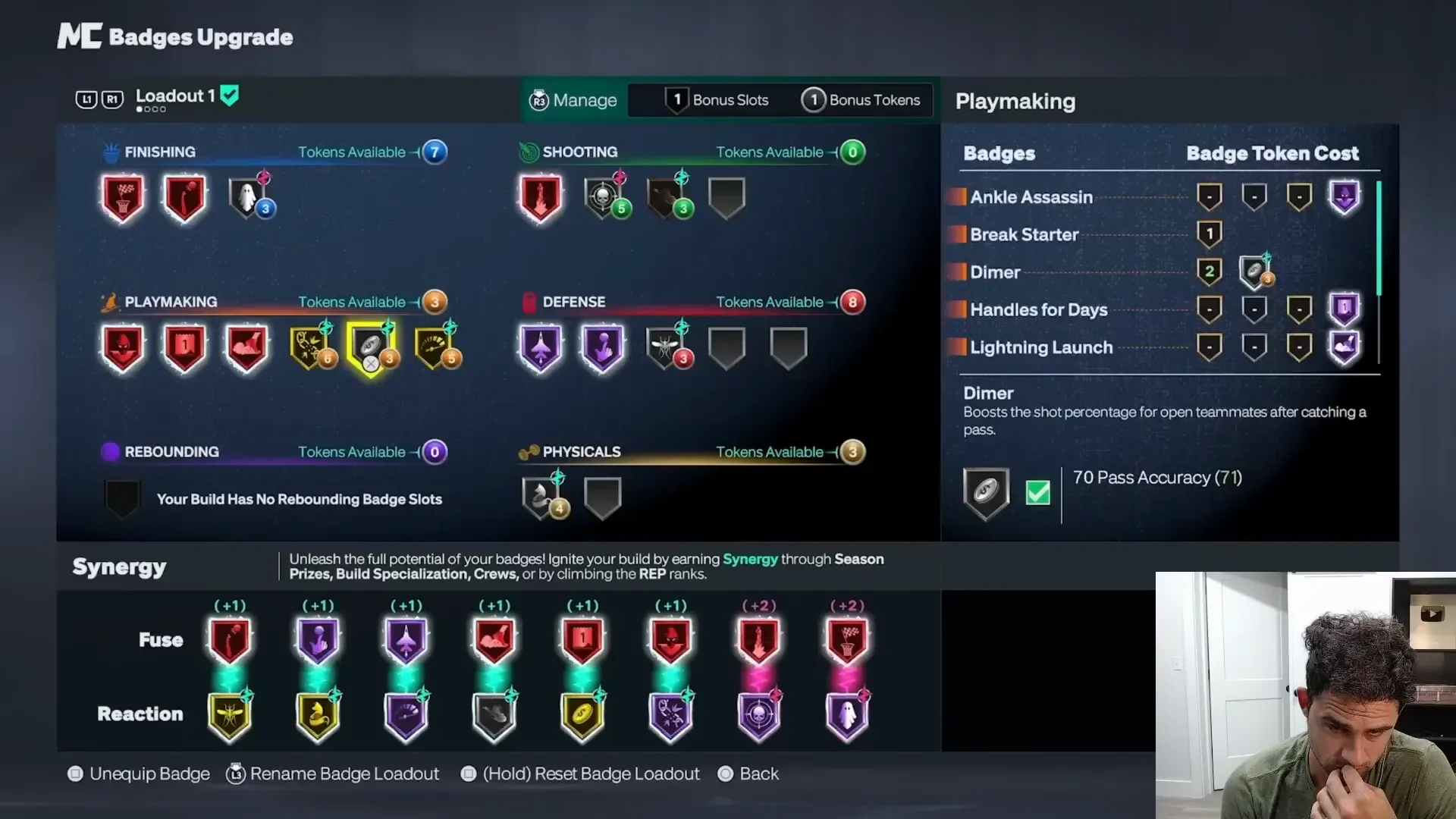 Badges Upgrade panel with Dimer selected and its open-teammate pass description.