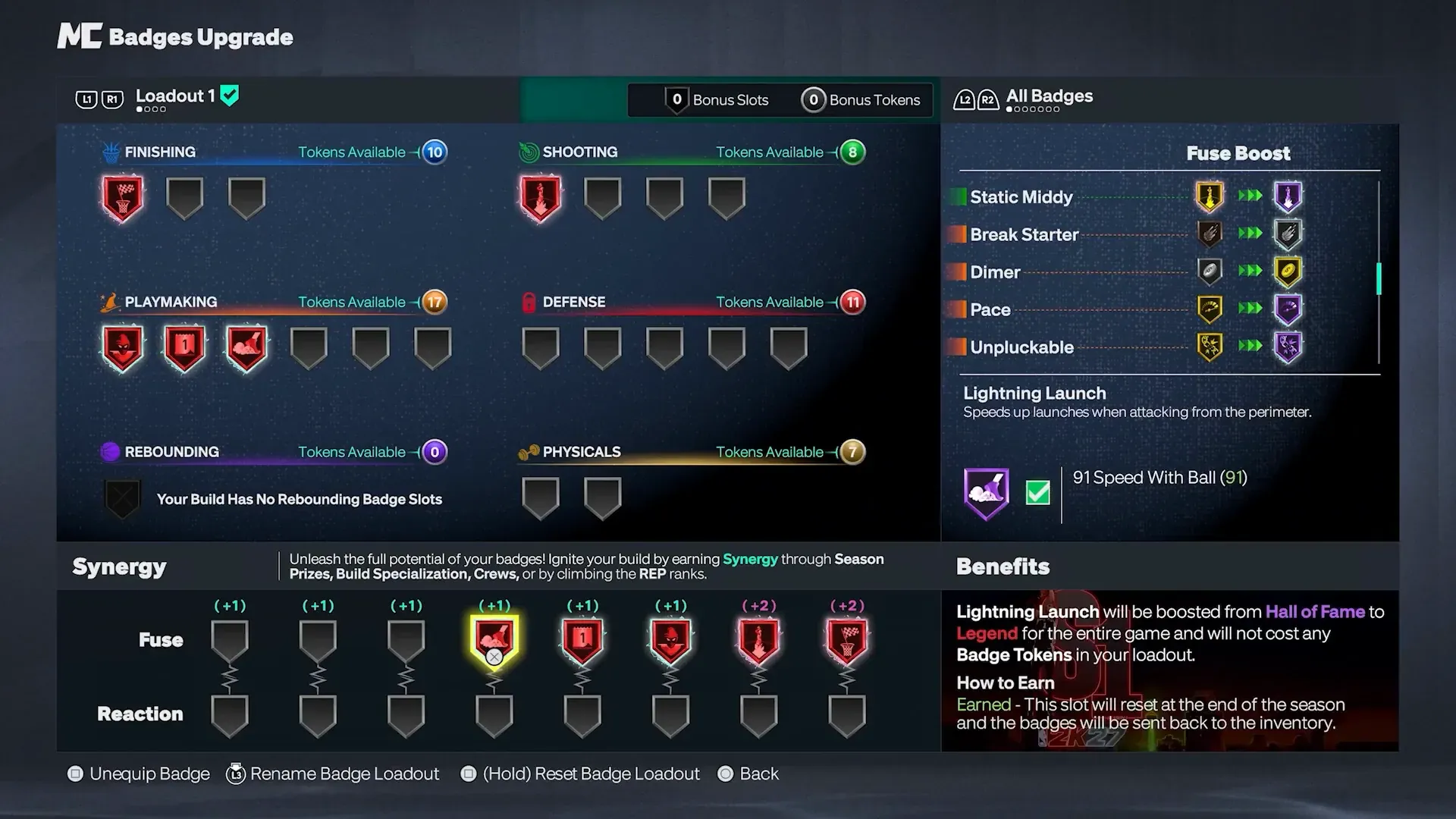 Badges Upgrade panel with Lightning Launch selected and its perimeter launch description.